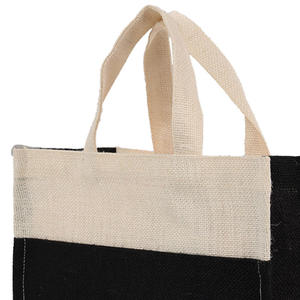 Bolsa de Compras Grande de Yute de Alta Calidad con Impresión Personalizada, Tela Reciclable Blanca y Negra, Hecha en Calcuta, India - Product Image 6