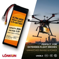 Baterai Drone Longkun 6S 22.2V 25C 10000mAh FPV Lipo untuk Drone RC, Quadcopter, Pesawat, Helikopter bersertifikat
