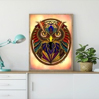 Peinture diamant 5D DIY sur toile polyester imprimée moderne, motif hibou abstrait, pour décoration intérieure, vente en gros