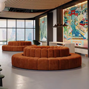 Sofá de Estilo Moderno para Café ao Ar Livre, Banco Oval em Tecido de Veludo, Móveis Comerciais para Restaurantes - Product Image 4