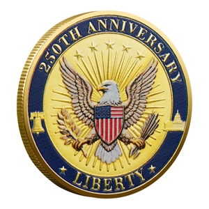 Moneda Conmemorativa del 250 Aniversario de EE. UU., Diseño en Metal Plateado con la Casa Blanca y el Campanario de la Libertad, Regalo Coleccionable 3D en Oro/Plata - Product Image 3