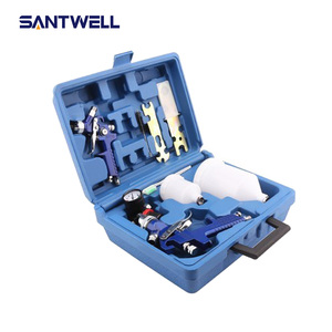 SANTWELL HVLP <b>Spray</b> Gun Kit 0.8mm 1.4mm Pneumatic Paint Sprayer <b>Set</b> with 600ml Cup 125ml Cup Carrying Case - Product Image 2