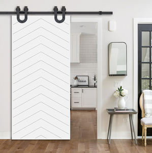 Quincaillerie de porte de grange noire moderne, <span class=keywords><strong>roulettes</strong></span> coulissantes rustiques à grande roue <span class=keywords><strong>pour</strong></span> <span class=keywords><strong>cuisine</strong></span> ou hôtel, revêtement noir, capacité de charge 200 kg - Product Image 5