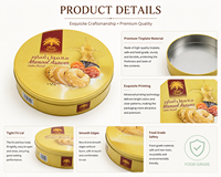 Boîte de rangement ronde en fer blanc de qualité alimentaire, imprimée sur mesure, pour dattes arabes, biscuits, pâtisseries, emballage cadeau de fêtes