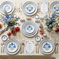 Assiettes en céramique imprimées de fleurs vintage modernes, ensembles de vaisselle de luxe en porcelaine, assiettes de dîner pour la restauration, mariage, restaurant et maison