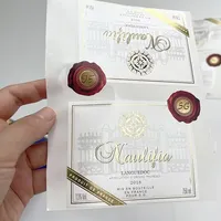 Personnalisé pour l'étiquette |   Autocollant de logo en papier texturé avec feuille d'or |   Emballage pour cadeaux de mariage et boissons