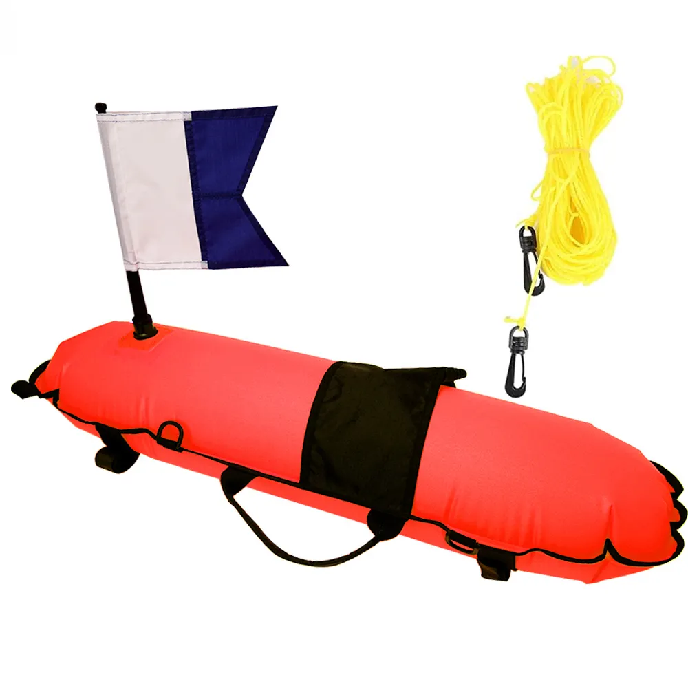 Sualtı güvenlik dişli ekipmanı dalgıç altında şişme sinyal şamandıra, dalış Torpedo şamandıra bayrak ile