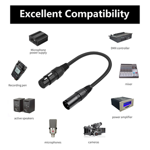 Cable <span class=keywords><strong>Adaptador</strong></span> de Audio y Luces DMX de 3 Pines XLR a 5 Pines XLR, <span class=keywords><strong>Doble</strong></span> Blindaje, para Mezcladoras, Micrófonos, Cable de Señal DMX512 <span class=keywords><strong>Lightning</strong></span>, 30 cm - Product Image 6