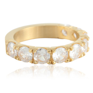 European Style <b>Titanium</b> Steel White Gemstone <b>Ring</b> Prong Setting Women's Fashion Jewelry 210131 - Product Image 2