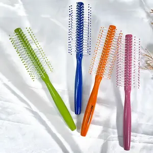 Escova de cabelo colorida para desembaraçar pente de massagem com logotipo personalizado, mini escova de cabelo redonda à prova d'água para viagem, OEM
