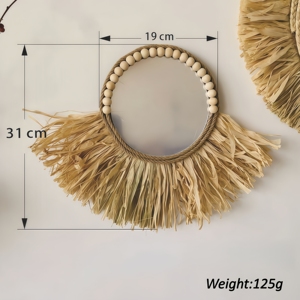Miroir mural rond en <span class=keywords><strong>paille</strong></span> macramé raphia personnalisé Art déco pour mariage Décoration murale artisanale pour le salon et la chambre à coucher - Product Image 6