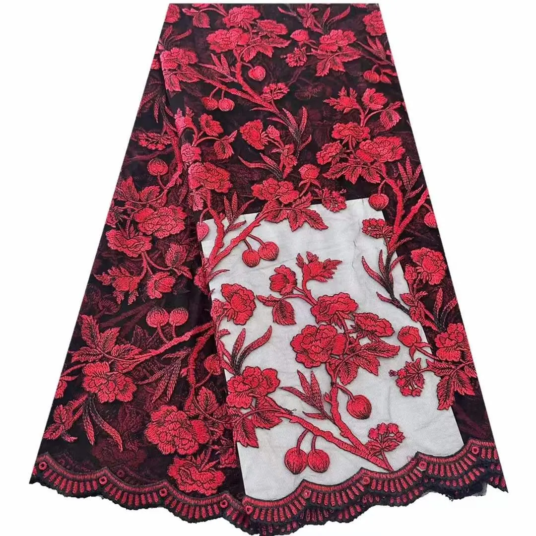 Горячая распродажа, новый дизайн, кружевная ткань, французское кружево с изысканной вышивкой, Тюлевое кружево с цветочным узором для вечернего платья