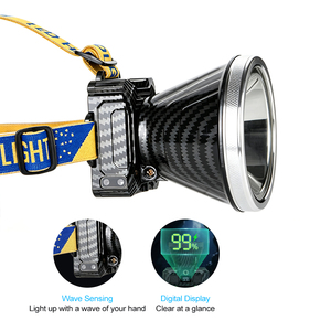 Linterna Frontal LED de 20W con Láser Blanco, Alcance de 1500m, Sensor de Movimiento de Fibra de Carbono, Pantalla Digital, Batería Recargable de 7800mAh - Product Image 1