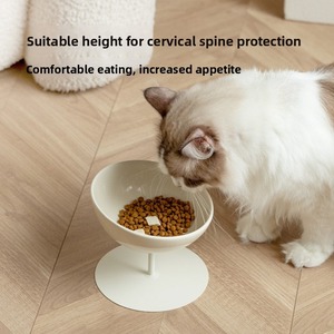 New Design Elevated Ceramic Cat Puppy Food <b>Bowl</b> <b>Raised</b> Neck Protection Stylish Ceramic <b>Pet</b> Plate <b>Bowl</b> with Metal Stand Base - Product Image 4
