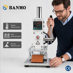 Machine à estamper à chaud numérique BANMO, double tube chauffant, température réglable, <span class=keywords><strong>presse</strong></span> à embosser les logos en cuir pour le bricolage - Product Image 1