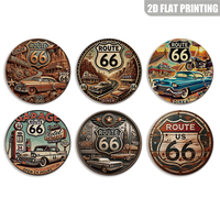 Letreros Metálicos Redondos Vintage Retro de Carreteras Americanas, Decoración de Pared de Autos Clásicos para Cuarto de Hombre o Garaje