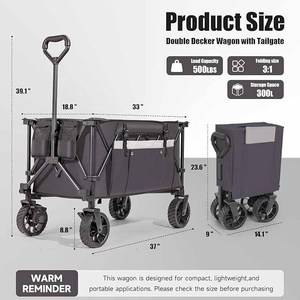 <span class=keywords><strong>Chariot</strong></span> de camping pliable avec table amovible, grande capacité de 300 L, <span class=keywords><strong>chariot</strong></span> utilitaire robuste avec hayon - Product Image 2