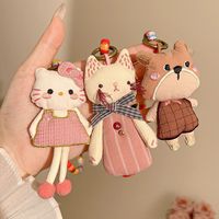 Accessoires de mode coréens faits main en tissu, pendentif poupée de dessin animé, porte-clés, boucle de sac mignonne et sécurisée