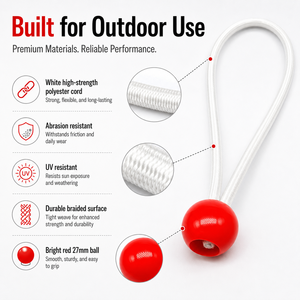5mm Ball Bungee Tie Cord 27mm Plastic Ball 20cm Elastic Loop for Tarp <b>Tent</b> <b>Canopy</b> Banner Outdoor Use - Product Image 3