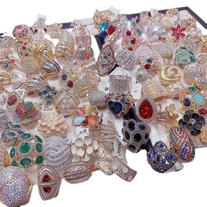 Retro Exaggerated Full Diamond <b>Ring</b> Micropaved Micro-Inlaid Zircon <b>Ring</b> Gold Plated Cz Mix Gemstone Opening <b>Adjustable</b> <b>Ring</b> - Product Image 1