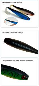 Señuelo blando de PVC impreso SWORDFISH con cola en T acanalada, cebo artificial para pesca de fondo de carpa y bagre en agua dulce - Product Image 4