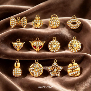 Micro-pave Charm Gallery | Stainless Steel 18K PVD Gold Plated CZ Zircon Iced Out Pendant Waterproof Hypoallergenic Tarnish Free - Product Image 2