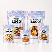 Sacs en Mylar arc-en-ciel refermables de qualité alimentaire imprimés sur mesure avec fenêtre transparente pour bonbons, collations, thé, noix et produits alimentaires de détail