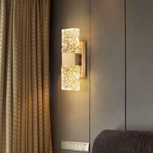Apliques de pared Led de diseño dorado de cristal de decoración interior moderna para dormitorio de Hotel - Product Image 5