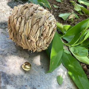 Straw Woven Pet Toy Ball 10cm Boredom Buster For Hamster Rabbit Parrot Play Chew With <b>Bell</b> - Product Image 3