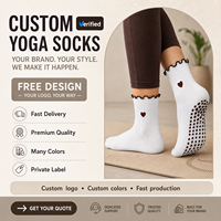 Chaussettes de yoga à volants avec logo personnalisé, chaussettes en coton tricoté pour femmes, chaussettes de pilates sportives antidérapantes pour la saison d'automne