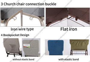 Muebles de Iglesia y Teatro al por Mayor, Sillas de Iglesia Acolchadas de Diseño Moderno, Cómodas y Apilables - Product Image 5