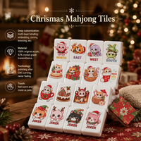 En stock, direct usine : Jeu de tuiles de Mahjong de Noël, Jeu de tuiles de Mahjong américain, Jeu de tuiles de Mahjong d'Halloween, pour 4 joueurs, jeu de table, MOQ 1, vente en gros