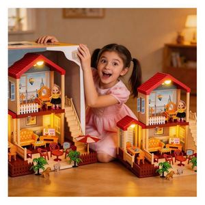 ชุดบ้านตุ๊กตาพลาสติก DIY แบบประกอบเอง พร้อมเฟอร์นิเจอร์และอุปกรณ์เสริม ของขวัญงานฝีมือสร้างสรรค์ ของเล่น - Product Image 5