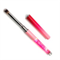 Ensemble de manucure de luxe professionnel brosse d'art d'ongle avec la poignée en métal de virole sertie de cheveux de doublure ovale plate synthétique