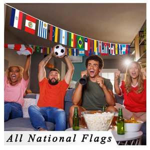 Mini-drapeaux rectangulaires multinationaux en polyester pour la Coupe du Monde de football 2026 en Arabie Saoudite – Guirlande de fanions pas chers pour l'encouragement sportif - Product Image 5