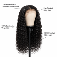 Perruque Lace Front 13x6 |   Vierge chinoise |   Long |   Ondulations profondes 18-24 pouces |   Bébé pré-épilé |   Densité 180% |   Ligne de cheveux naturelle petite/grande