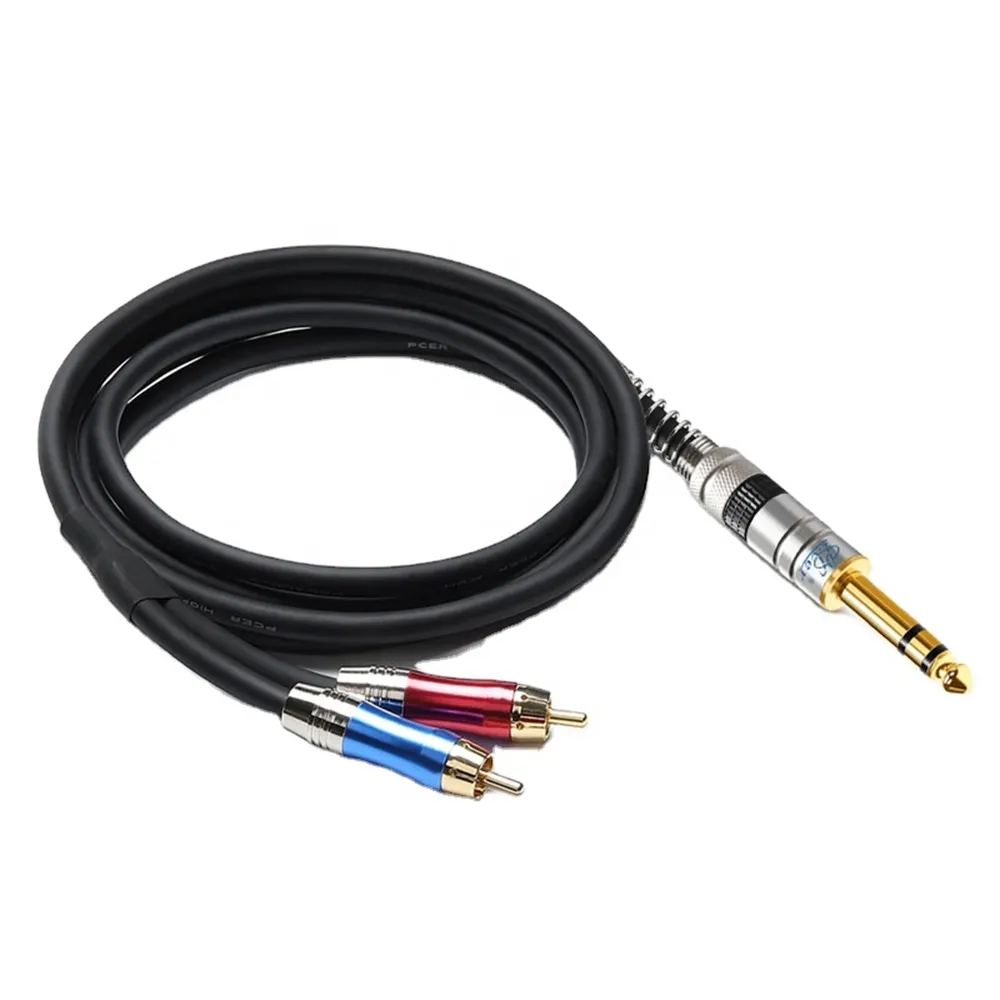 6.5mm cuivre 1M 2M 3M 5 M 2 câble RCA mâle à mâle câble de Signal 3.5mm à RCA pour téléphone boîte de son Audio