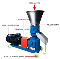 Machine à granulés d'aliments automatique en acier inoxydable pour ferme, haute productivité, 220V, 500kg/h, pour l'alimentation du bétail