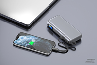 Batterie portable Li-polymère 20000 mAh avec logo personnalisé PD130W, câble Type-C intégré pour ordinateur portable et ordinateur