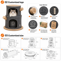 YUMENG Arbre à chat avec tronc, maisonnette, coussin en peluche, surface à gratter et perchoir supérieur en forme d'oreilles de chat pour chats d'intérieur