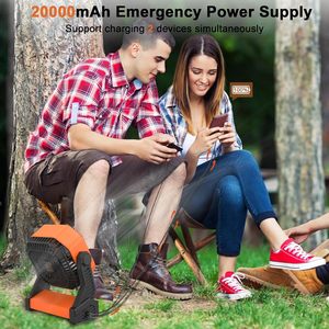 Ventilateur de camping rechargeable 20000 mAh avec télécommande, <span class=keywords><strong>4</strong></span> vitesses, lumière LED, crochet de suspension, alimentation USB, 60 heures d'autonomie, pour voiture et extérieur - Product Image 5