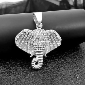 Liontin perhiasan Hip Hop gaya Eropa dan Amerika Pria, kalung gajah kustom besi tahan karat
