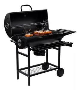 Outdoor Charcoal Smoke Grill Thermometer Portable Barbecue Grills With Chicken Rack Grill Stove