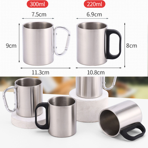 220ml 300ml Foldable Handle Camping Carabiner Stainless Steel Vacuum Insulated BPA Free Leak-Proof <b>Coffee</b> Drinking Mug Single - Product Image 4