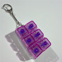 Porte-clés testeur de commutateur à 6 touches en grille PC, transparent, anti-stress, avec base de décompression, disponible en plusieurs couleurs