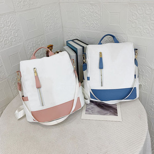Sac à dos en PU grande capacité pour étudiantes, sac de voyage pour femmes, nouveau design tendance avec couleurs assorties - Product Image 4