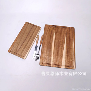 Planche à découper en bois d'acacia transfrontalière, planche à découper en bois massif pour fruits, non peinte, suspendable, planche à découper en bois de mimosa, en bois - Product Image 4