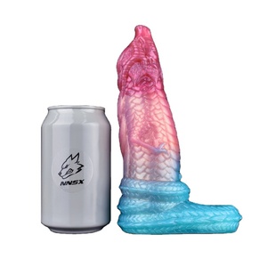 Funda de silicona suave con forma de pene de dragón de fantasía, anillo para el pene con efecto retardante, funda hueca para dildo, juguetes sexuales. - Product Image 1