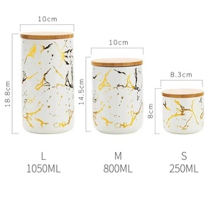 Bocaux de conservation hermétiques <span class=keywords><strong>en</strong></span> céramique cylindriques de style nordique, réservoir de luxe doré pour céréales et produits divers de cuisine - Product Image 6