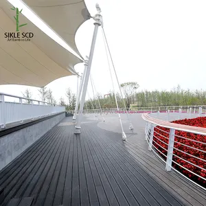 Suelo de madera para Parque de piscina impermeable respetuoso con la piel, terraza de bambú para exteriores para pasillos de caballete de jardín